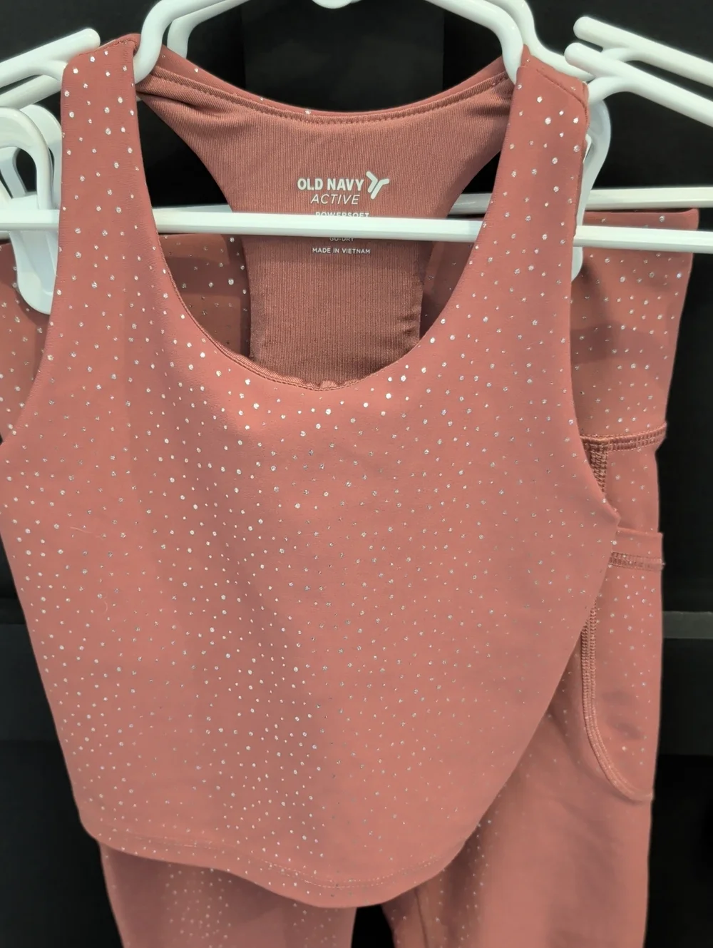 Old Navy Active Girls' Dusty Rose Sparkle Leggings & Tank Set